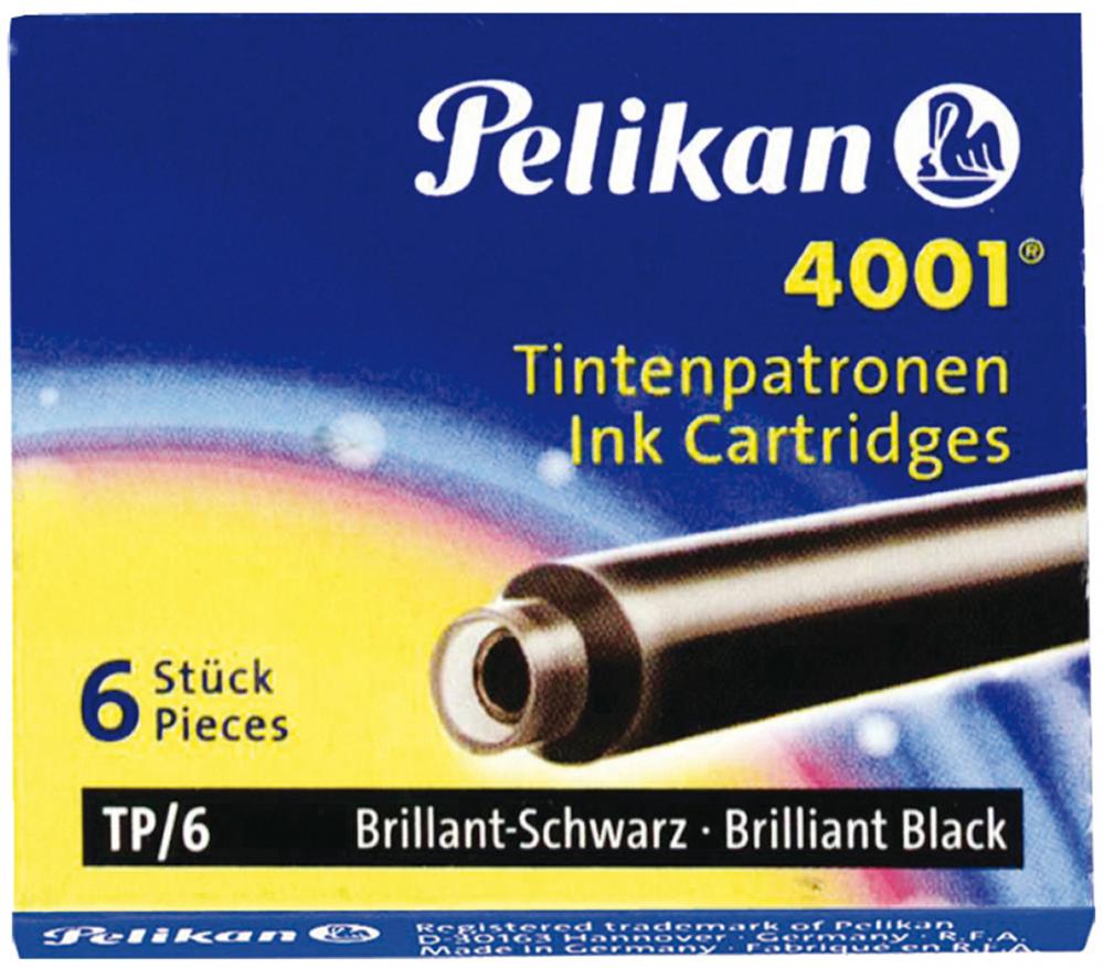 Naboje do pióra wiecznego Pelikan, krótkie, 6 sztuk, czarny