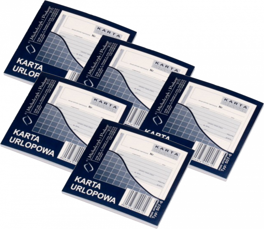 5x Druk akcydensowy Karta urlopowa MiP 507-6, 2/3 A6, offsetowy, 40k