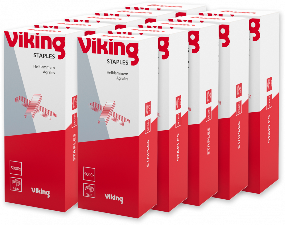 10x Zszywki Viking 26/6, 5000 sztuk, srebrny