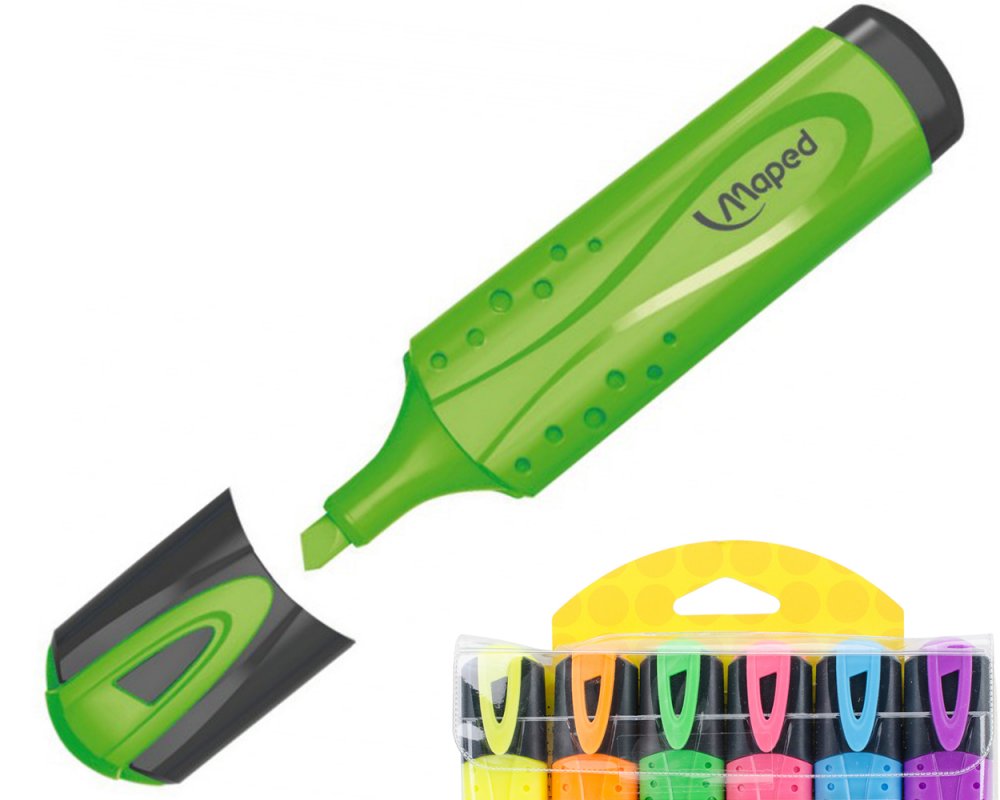 Zakreślacz Maped Fluo Peps, ścięta, 6 sztuk, 5mm, mix kolorów