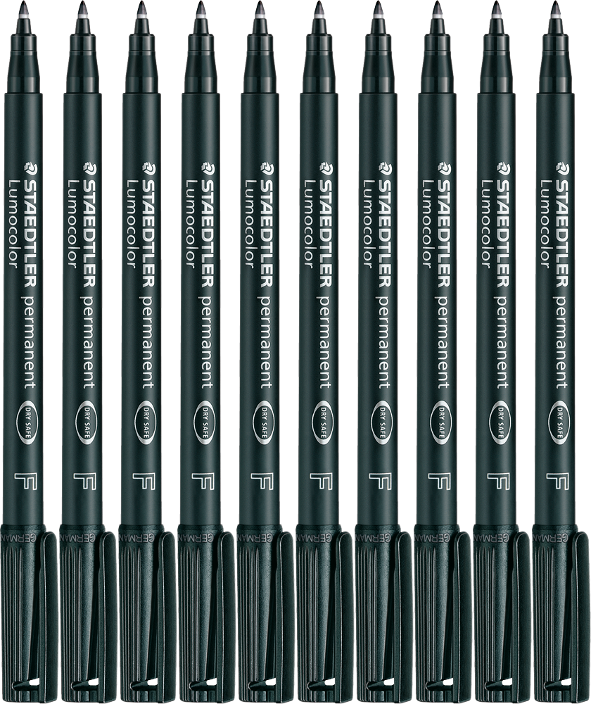 10x Foliopis Staedtler Lumocolor, okrągła, 0.6 mm (F), czarny