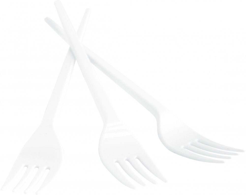 Widelce wielorazowe Office Products, 17cm, plastik, 100 sztuk, biały