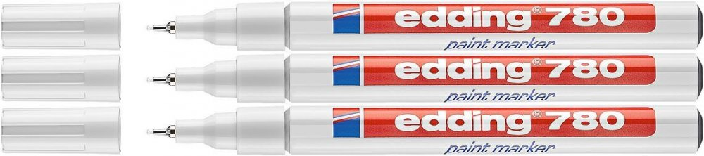 3x Marker olejowy połyskujący edding 780, okrągła, 0.8mm, 1 sztuka, biały