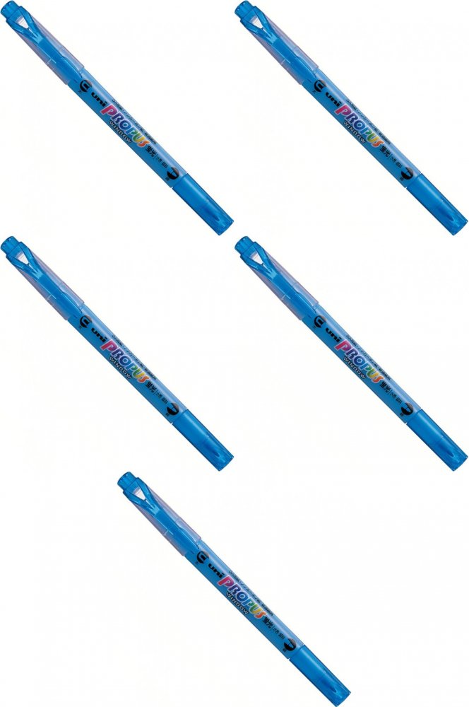 5x Zakreślacz dwustronny Uni Propus Windows PUS-102, ścięta, 0.6/4mm, niebieski