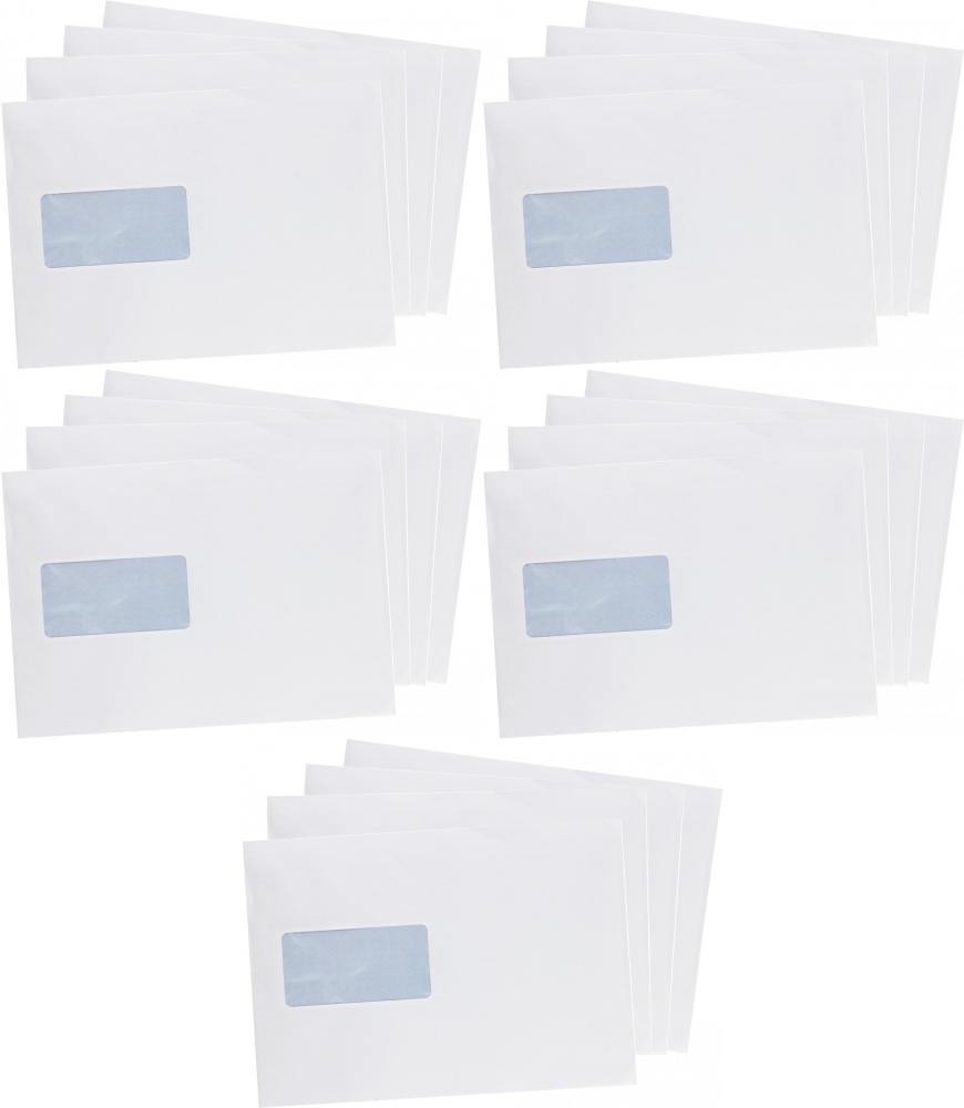 5x Koperta standardowa NC, C5, z paskiem HK, krótki bok, okno lewe, 50 sztuk, biały