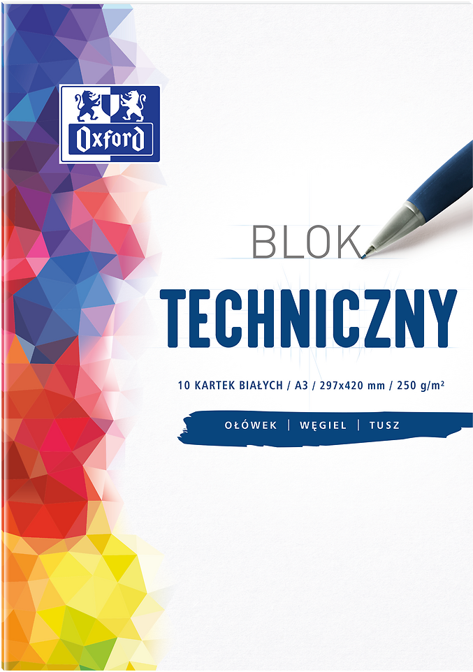 Blok techniczny Oxford, A3, 10 kartek, biały