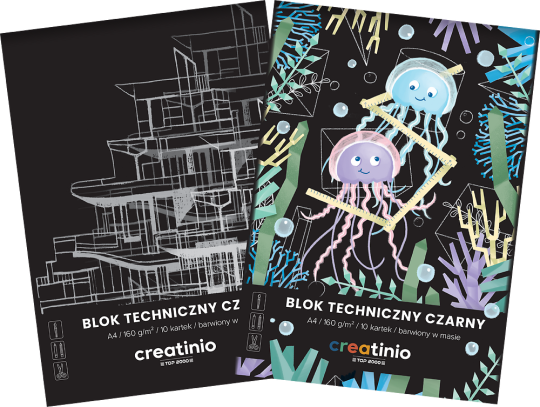 Blok techniczny TOP 2000 Creatino, A4, 10 kartek, czarny