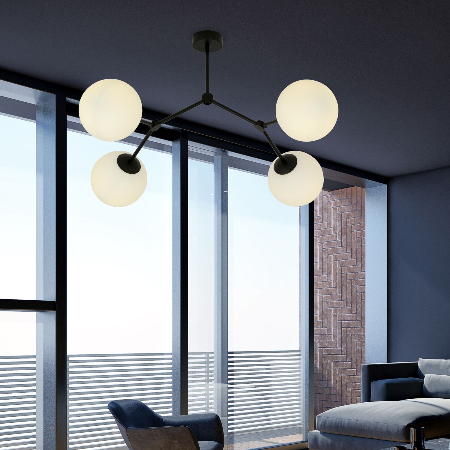 Emibig Space lampa podsufitowa 4x10 W czarna-opal 1133/4