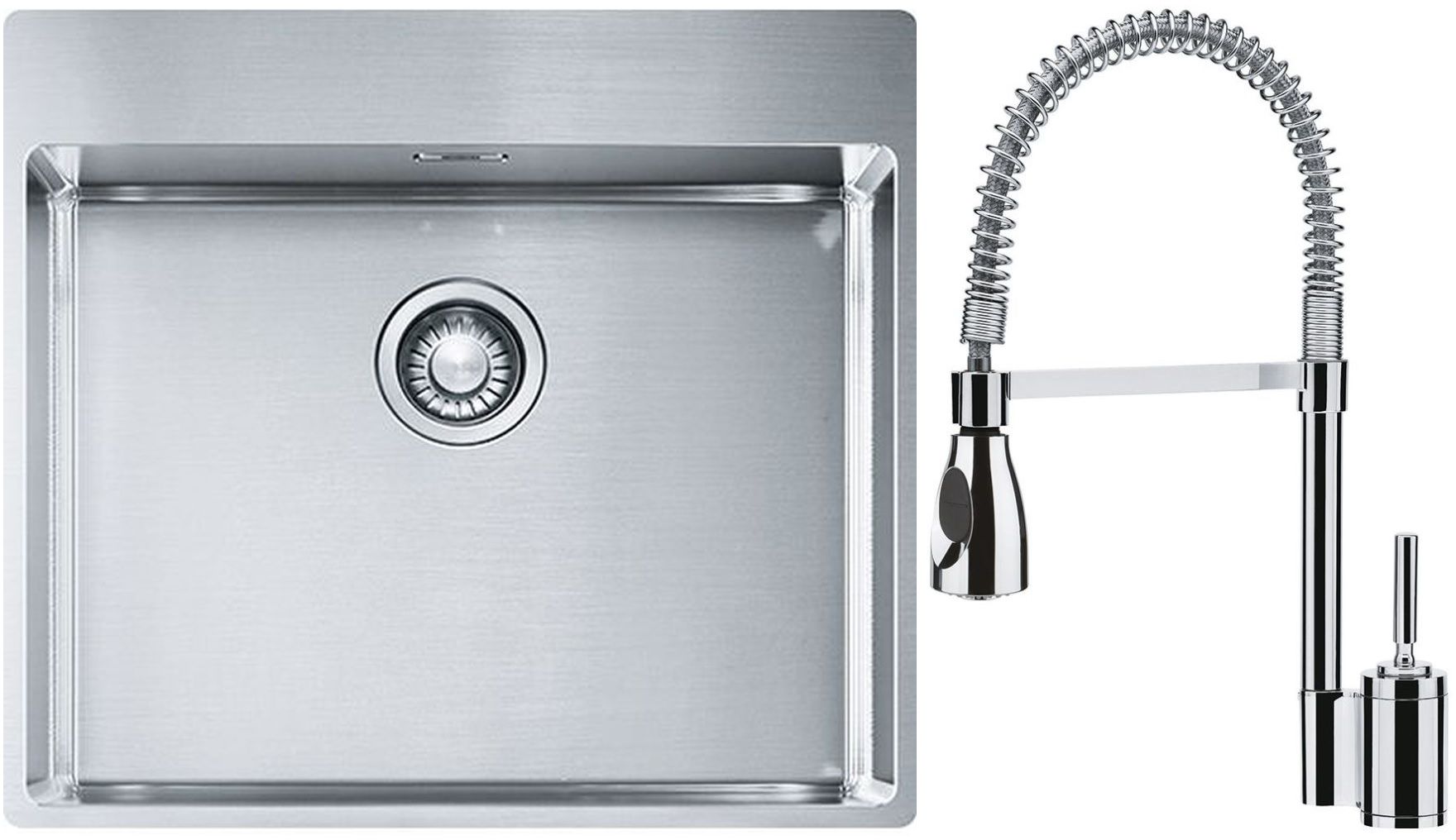 Franke Box BXX 210-54 TL zlewozmywak 57x51 cm stalowy z baterią kuchenną Sentinel chrom (1270369295, 1150029591)