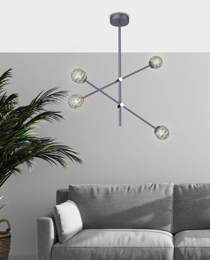 Apeti Paksos lampa wisząca 4x5 W grafitowa A0032-340