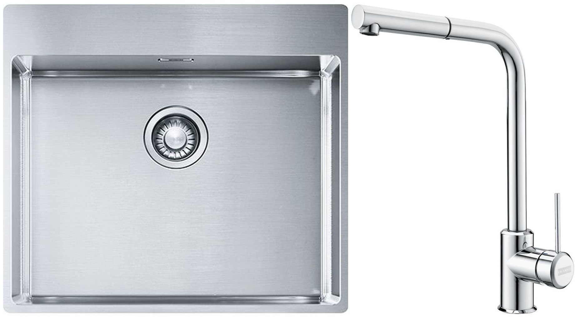 Franke Box BXX 210-54 TL zlewozmywak 57x51 cm stalowy z baterią kuchenną Sirius Side chrom (1270369295, 1150668280) - Wysyłka w 24h