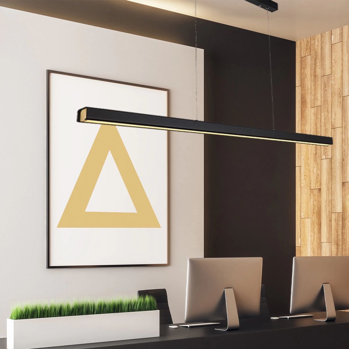 Altavola Design Linear lampa wisząca 1x44W czarny/drewno LA089/PR_120_3k_black