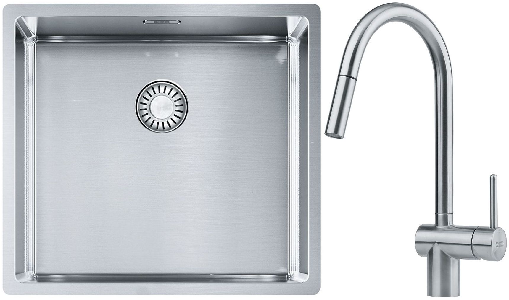 Franke Box BXX 210/110-45 zlewozmywak 49x45 cm stalowy z baterią kuchenną Leda Neo stal szlachetna (1270453655, 1150590047)