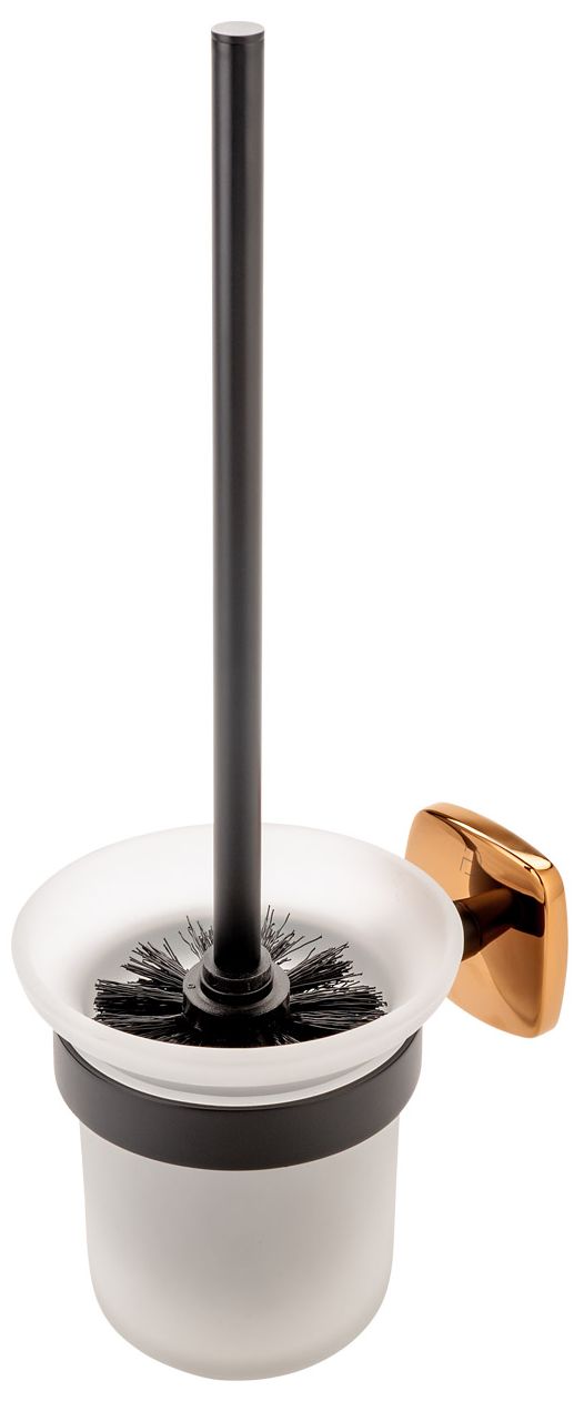 FDesign Merida szczotka toaletowa ścienna różowe złoto/czarny mat/szkło mleczne FD6-MRD06-25