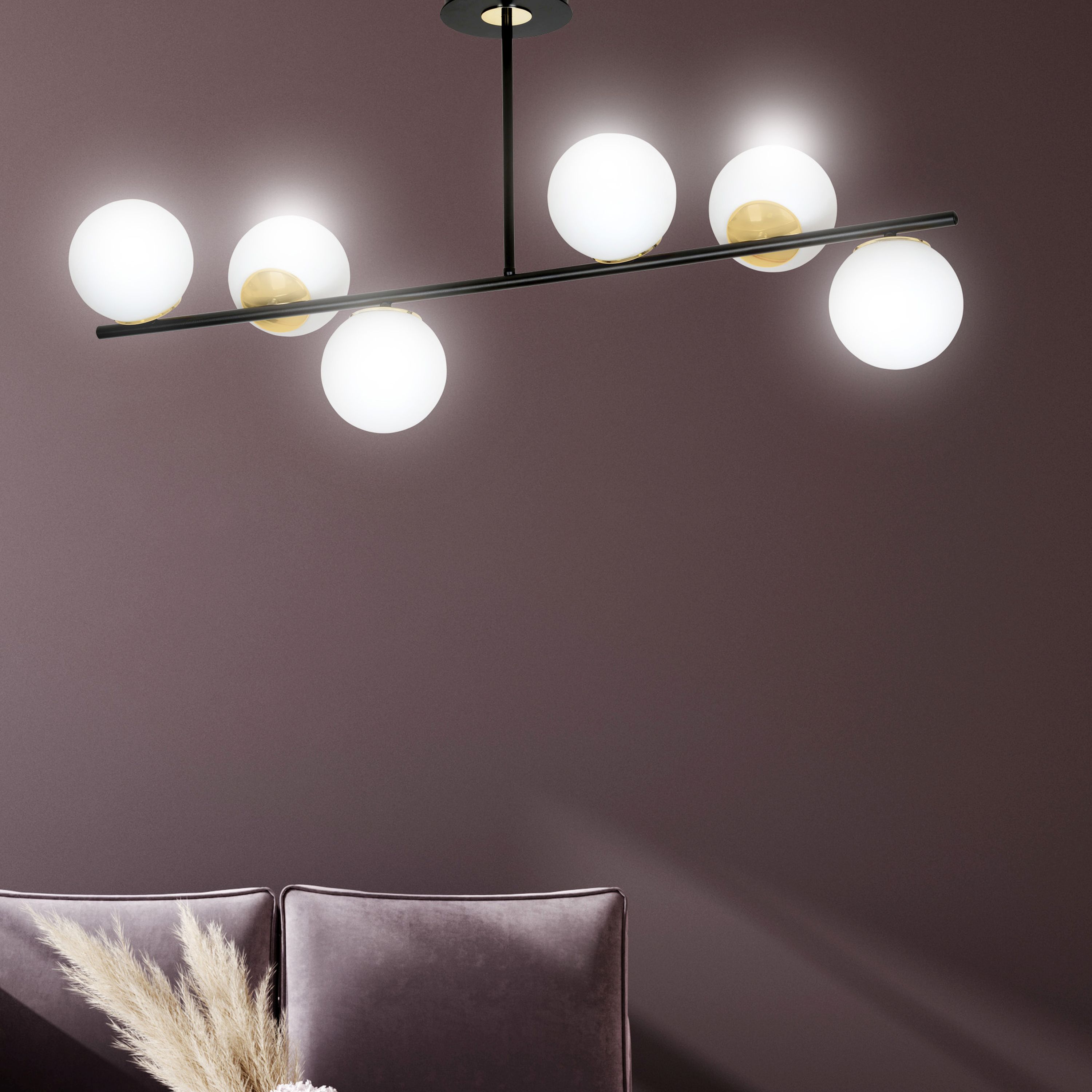Emibig Floki lampa podsufitowa 6x10 W czarna-złota 1022/6