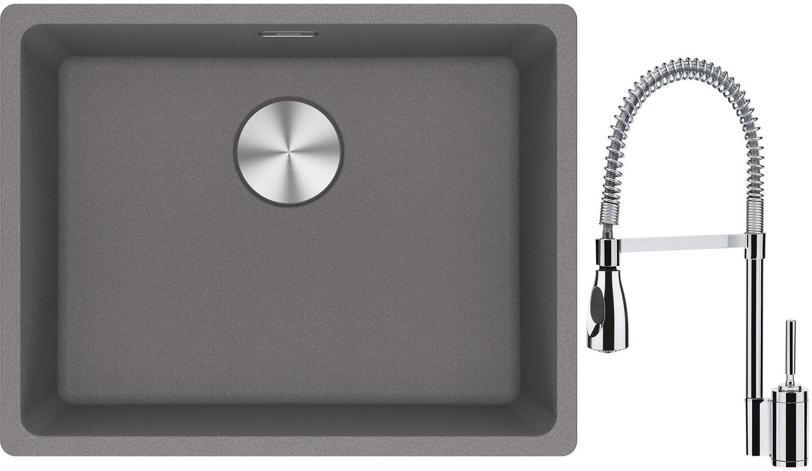 Franke Maris MRG 110-52 zlewozmywak 55x43 cm Fragranite kamienny szary z baterią kuchenną Sentinel chrom (1250687254, 1150029591) - Wysyłka w 24h