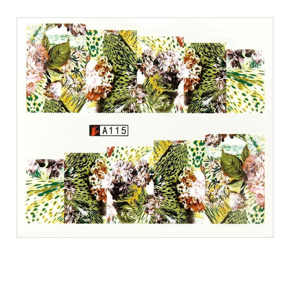 Naklejki wodne do paznokci arkusz 6,5 x 5,5 cm na 10 palców a Nr 115