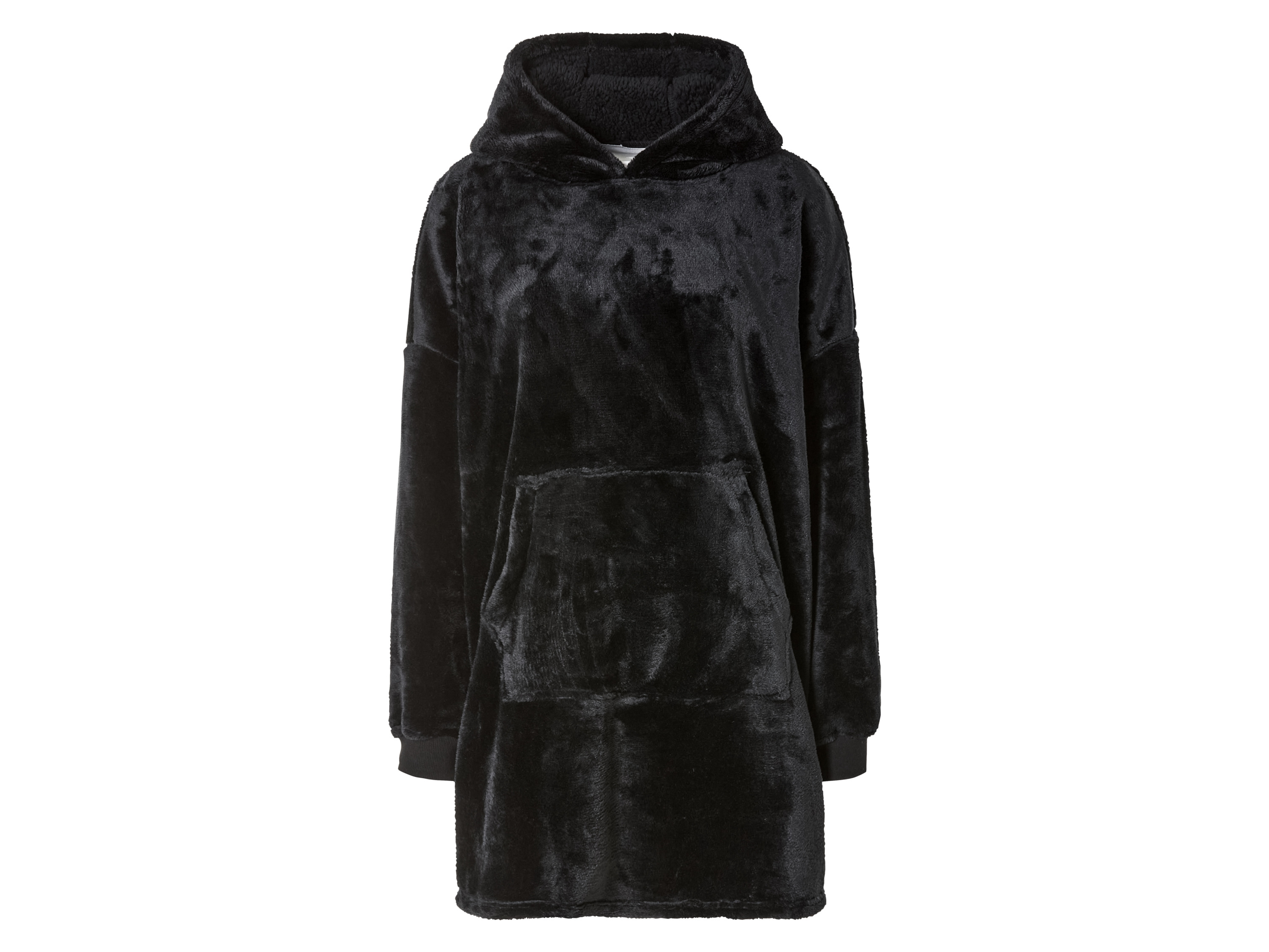 Bluza z kapturem oversize z pluszu L/Xl, Czarny