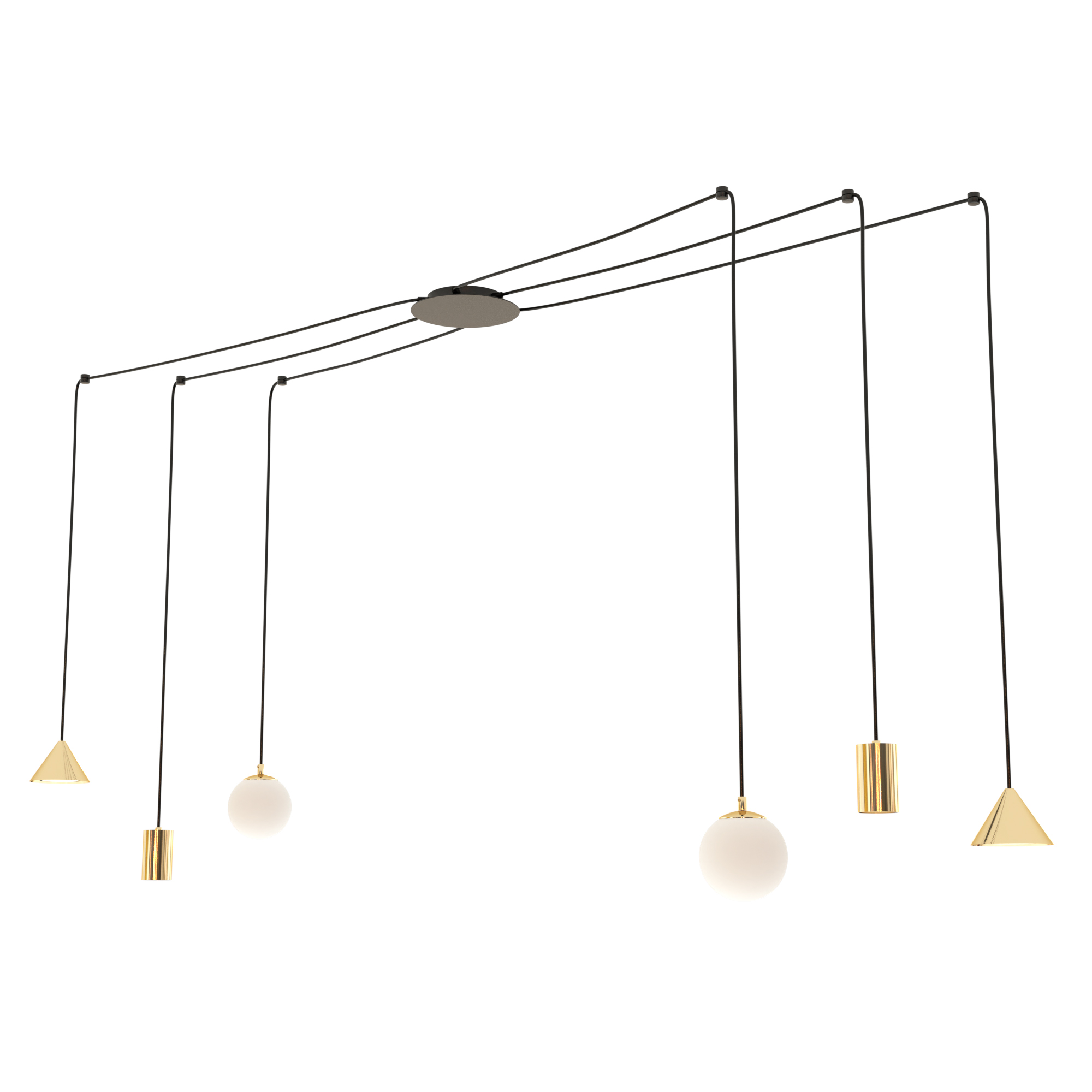 Darmowa Dostawa - Lampa wisząca 6x W czarna-złota Emibig Fuji 13506