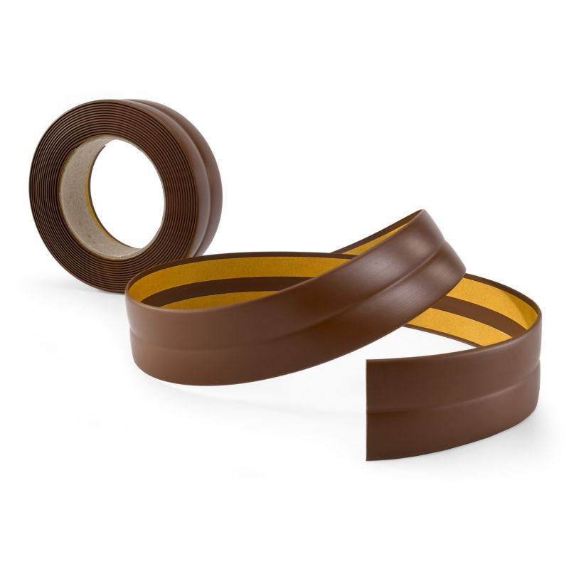 Listwa wykończeniowa PCV 18x18mm, QUEST, samoprzylepna, elastyczna, miękka taśma dekoracyjna, brąz, 15m