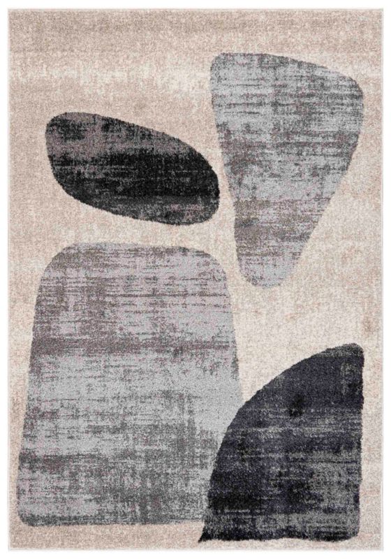 Dywan wewnętrzny Lucy NP21D prostokąt Mazovia 80x 150 cm beżowy,kremowy,szary motyw geometryczny średni włos 1 szt.