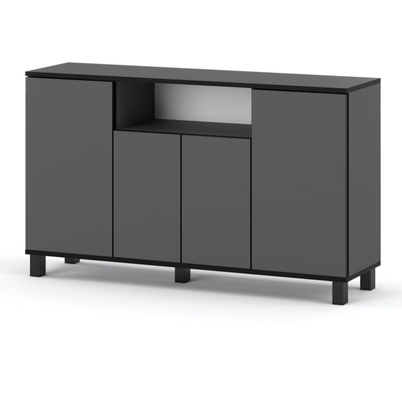Komoda Hurtownia-Mebli 4 Drzwi Bruno 140cm Szary Mat Szary Mat 140x35x80 cm 1szt.