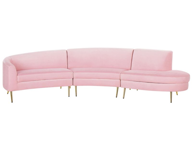 Sofa półokrągła 4-osobowa welurowa różowa Moss 1 szt.