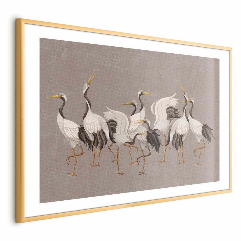 Plakat Artgeist Taniec żurawi 90x60 cm z ramą złotą 1 szt