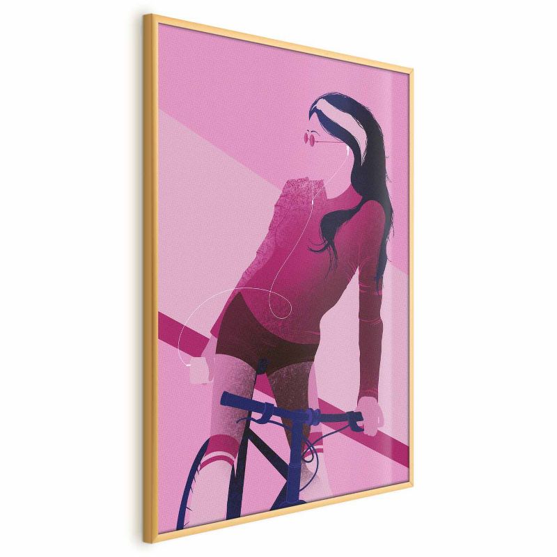 Plakat Artgeist Kobieta na rowerze 40x60 cm z ramą złotą 1 szt