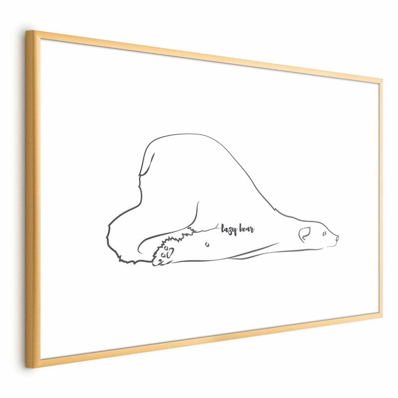 Plakat Artgeist Leniwy niedźwiedź 30x21 cm z ramą złotą 1 szt