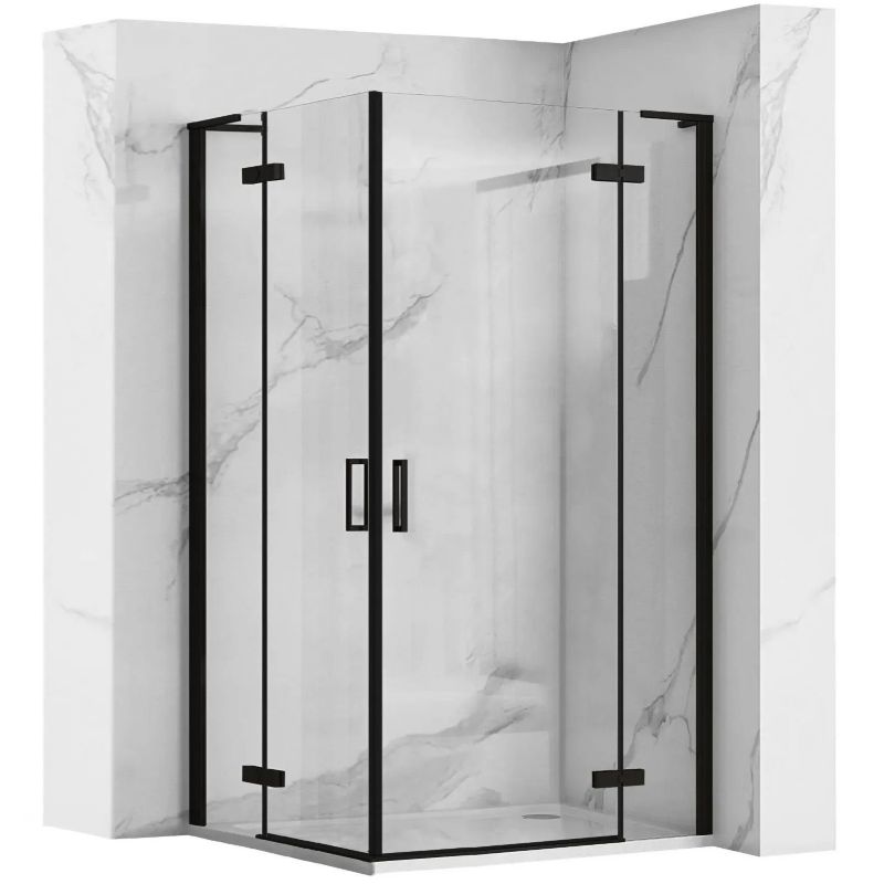 Kabina Prysznicowa Narożna Rea Hugo 80X100X200,5Cm Czarny 1 Szt