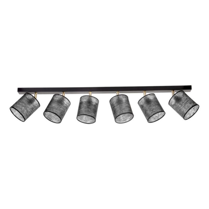 Lampa Sufitowa SPOT Light 6xE27 Max.25W Klasyczna Czerń z Czarnymi Abażurami i Złotym Akcentem, 1 szt.