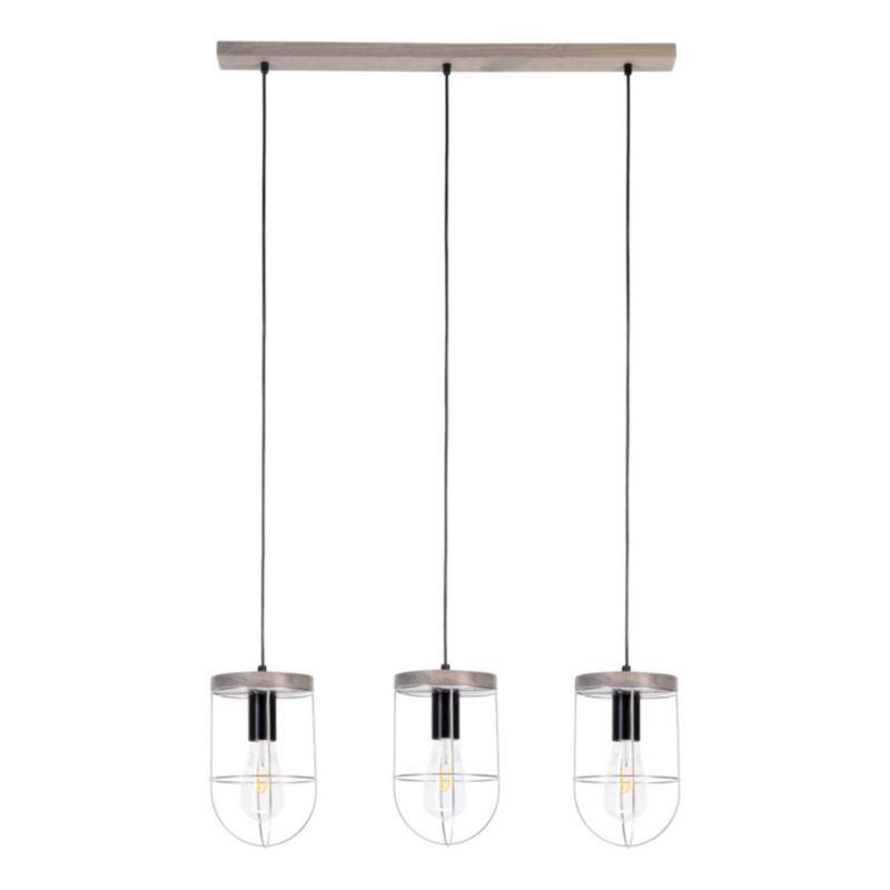 Drewniana Lampa Wisząca SPOT Light 3xE27 Max.60W Drewno Sosnowe Szare FSC z Srebrnymi Detalami, Polski Producent, 1 szt.