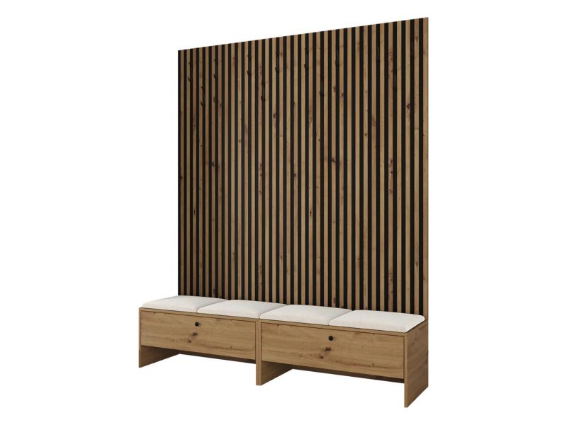 Garderoba MIRJAN 24 do przedpokoju Balma V dąb artisan/czarny/beżowy plusz 1 szt.