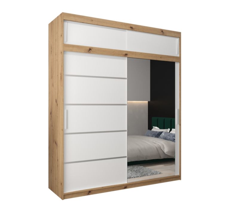 Szafa przesuwna Abiks Verona 2 200 artisan + biały z nadstawką 1 szt.