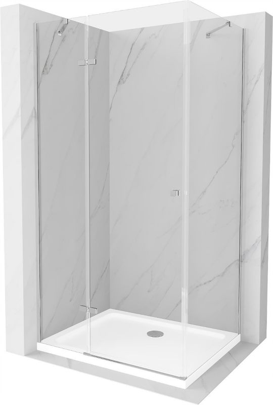 Kabina prysznicowa Mexen Roma uchylna 110 x 80 cm transparent chrom + brodzik Flat