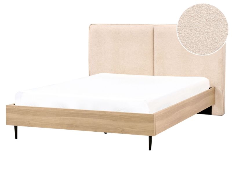 Łóżko Boucle Izernore 160 x 200 cm Beżowy 1 szt.