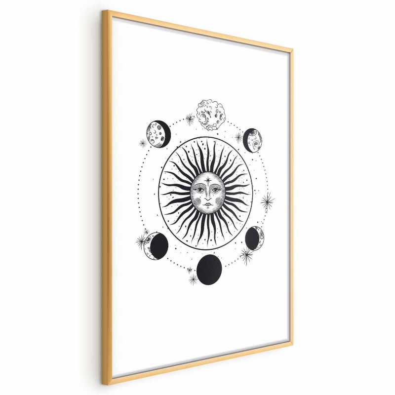 Plakat Artgeist Fazy księżyca 21x30 cm z ramą złotą 1 szt