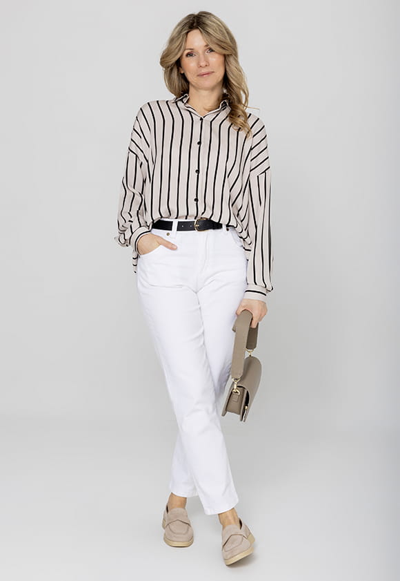 Viskose-HEMD GRETA - beige Streifen