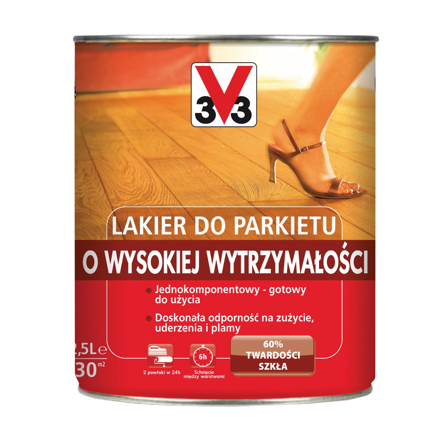 V33 Lakier do parkietu o wysokiej wytrzymałości satyna 2,5 l