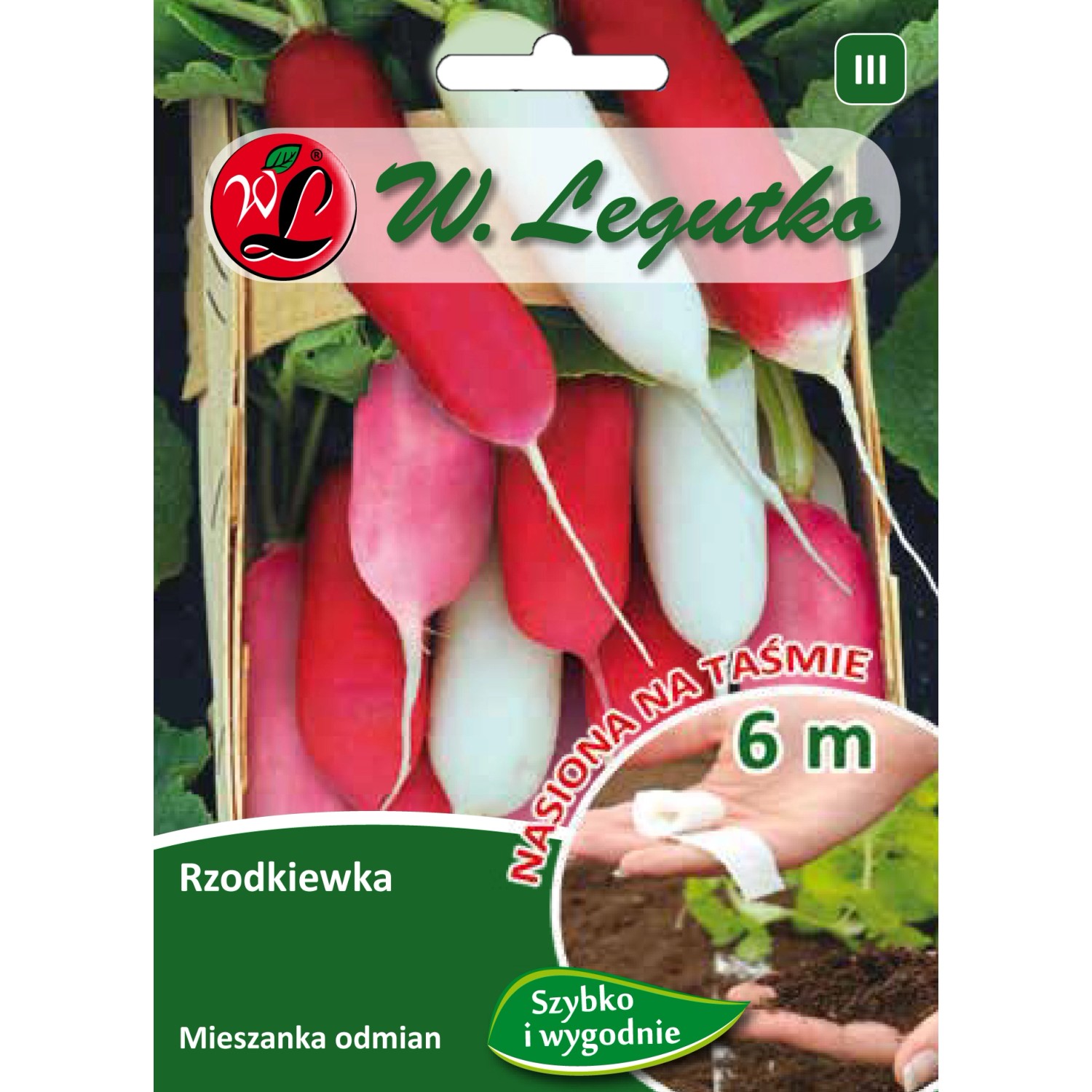 Rzodkiew mix odmian podłużnych taśma - 6 m