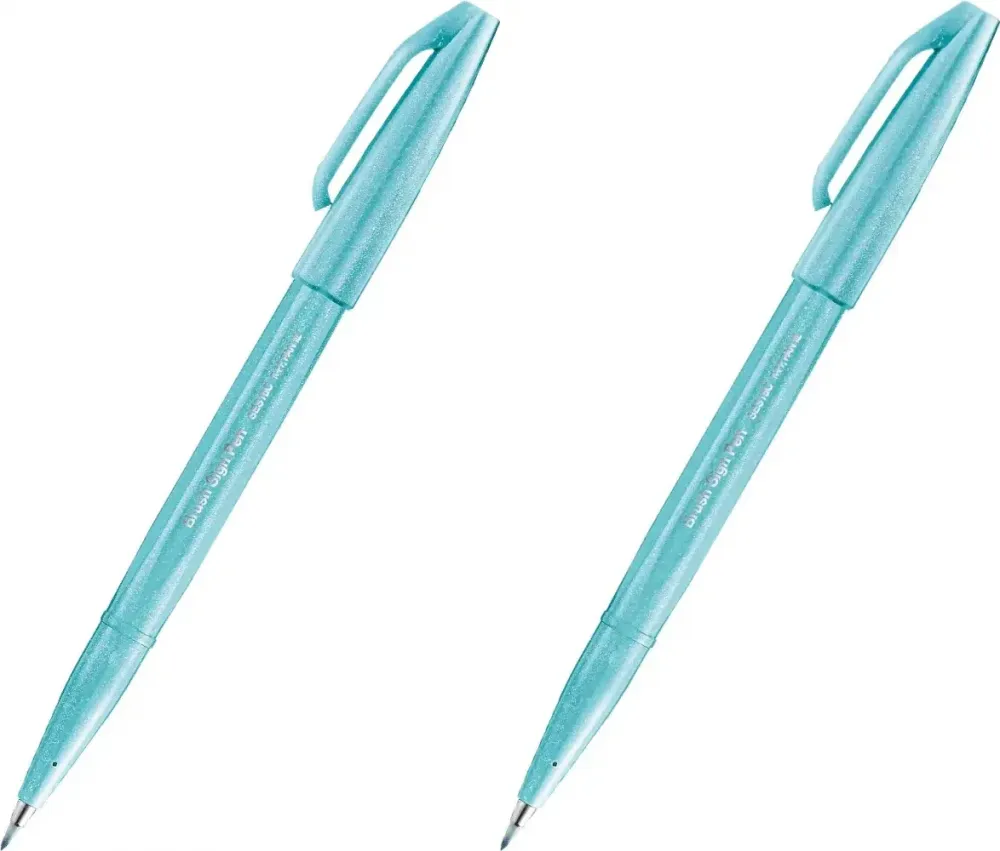 2x Pisak pędzelkowy do kaligrafii Pentel Brush Sign Pen SES15C, 2.07mm, jasnobłękitny