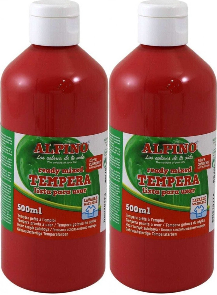 2x Farba plakatowa Alpino, w butelce, 500ml, czerwony