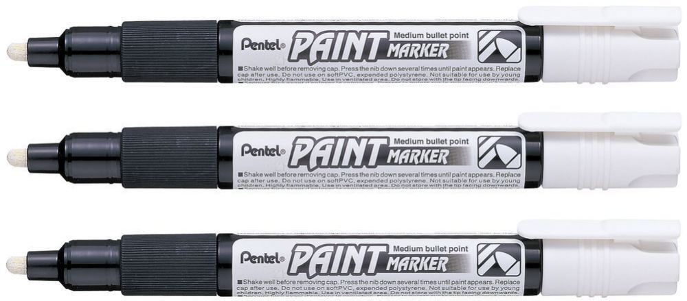 3x Marker olejowy Pentel MMP20, okrągła, 4.6 mm, biały
