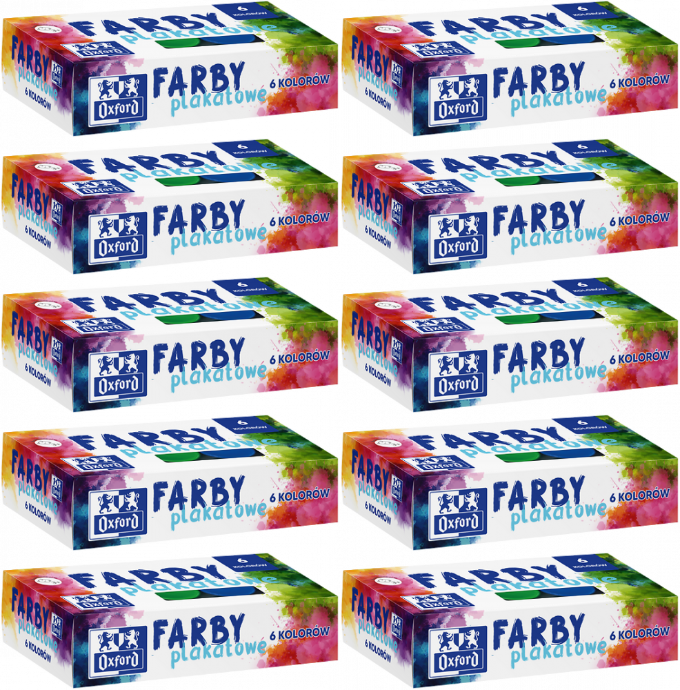 10x Farby plakatowe Oxford, 20ml, 6 sztuk, mix kolorów
