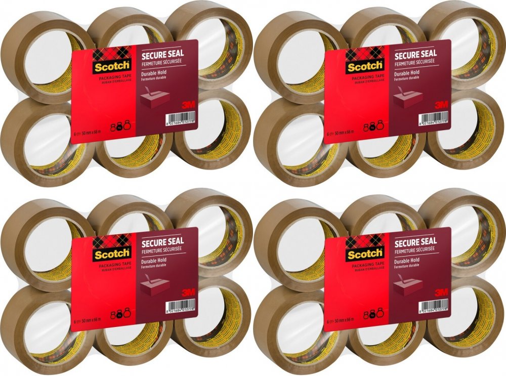 4x Taśma pakowa Scotch Secure Seal, 50mmx66m, 6 sztuk, brązowy