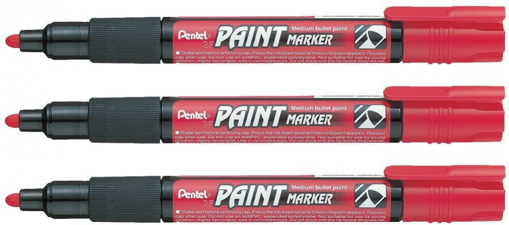 3x Marker olejowy Pentel MMP20, okrągła, 4.6 mm, czerwony