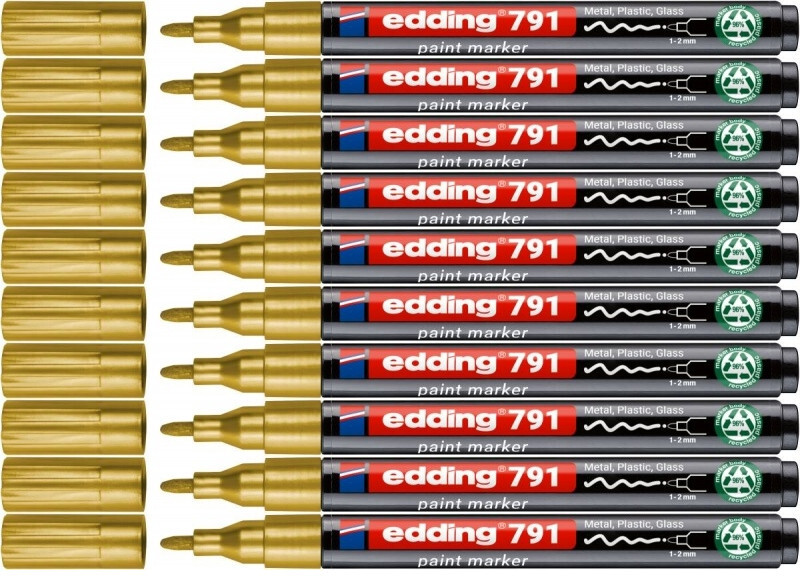 10x Marker olejowy edding e-791 PCR, okrągła, 1-2 mm, złoty