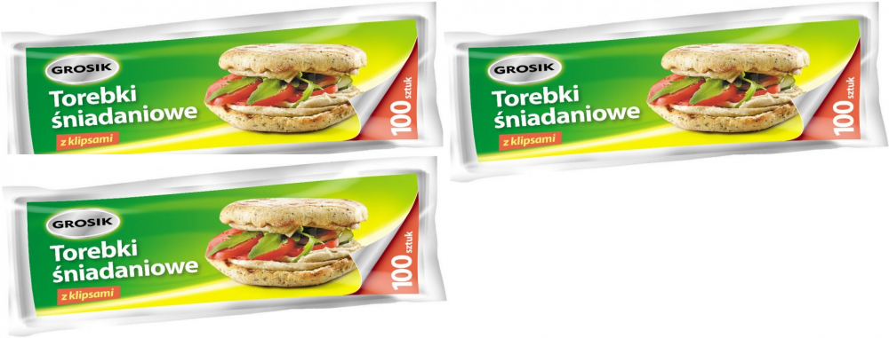 3x woreczki śniadaniowe Grosik, 17x24cm, 100 sztuk