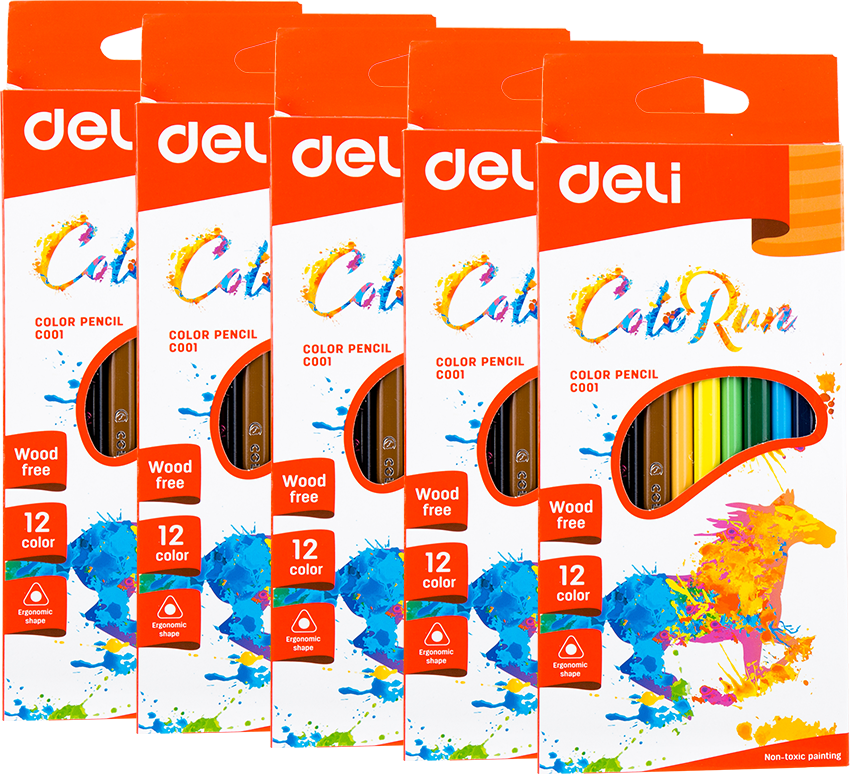 5x Kredki ołówkowe Deli Colorun EC00100, 12 sztuk, mix kolorów